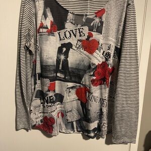 Cato Button Back Love Theme Top Size 18/20W love valentines